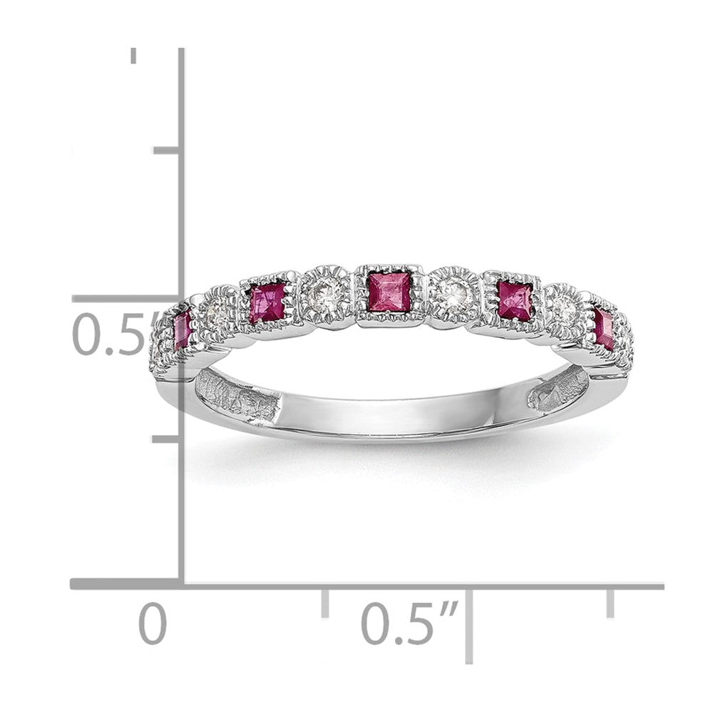 10K Weißgold Diamant mit Rubin Ring