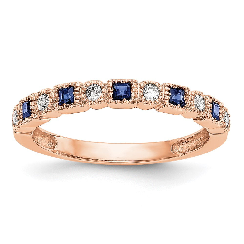 14K Roségold Diamant Saphir Ring