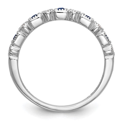 14K Weißgold Echt Diamant mit Saphir Ring