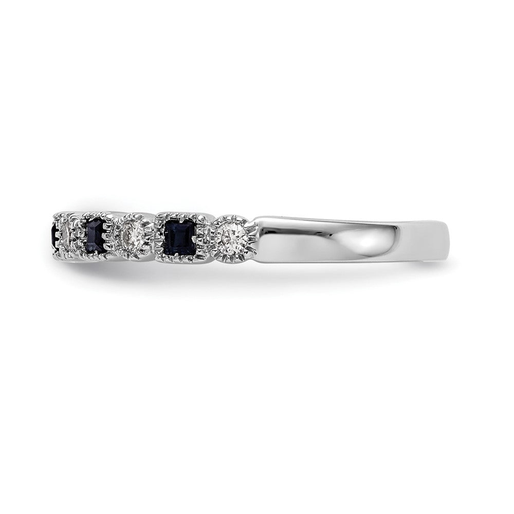 14K Weißgold Echt Diamant mit Saphir Ring