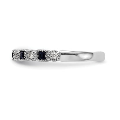 14K Weißgold Echt Diamant mit Saphir Ring