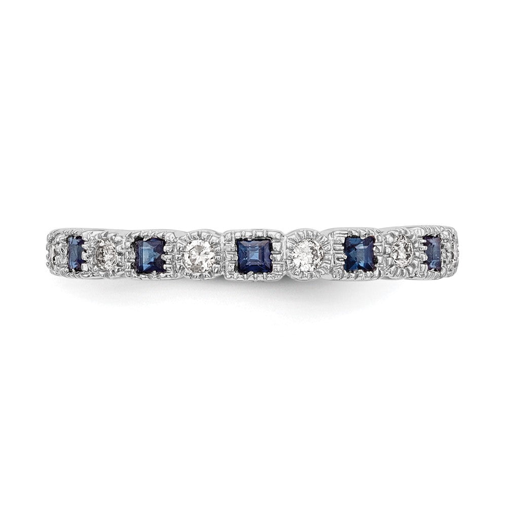 14K Weißgold Echt Diamant mit Saphir Ring