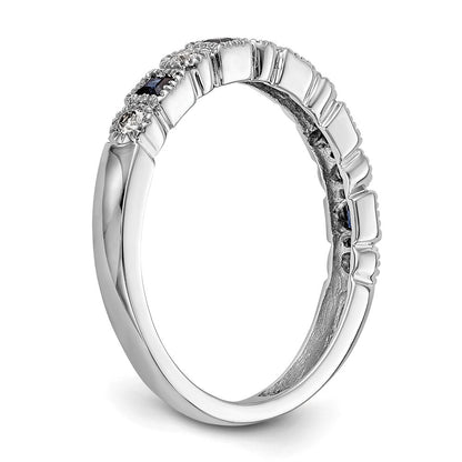 14K Weißgold Echt Diamant mit Saphir Ring