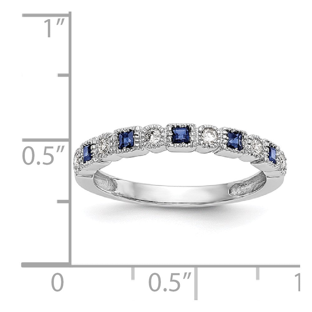 14K Weißgold Echt Diamant mit Saphir Ring
