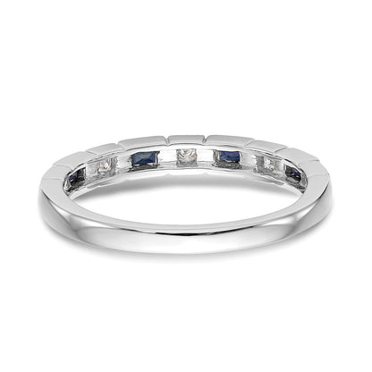 14K Weißgold 1/10 Karat Diamant und Blau Saphir Komplett Ehering Ring