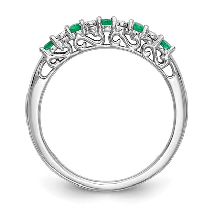 10K Weißgold 10K Diamant mit Smaragd Ring