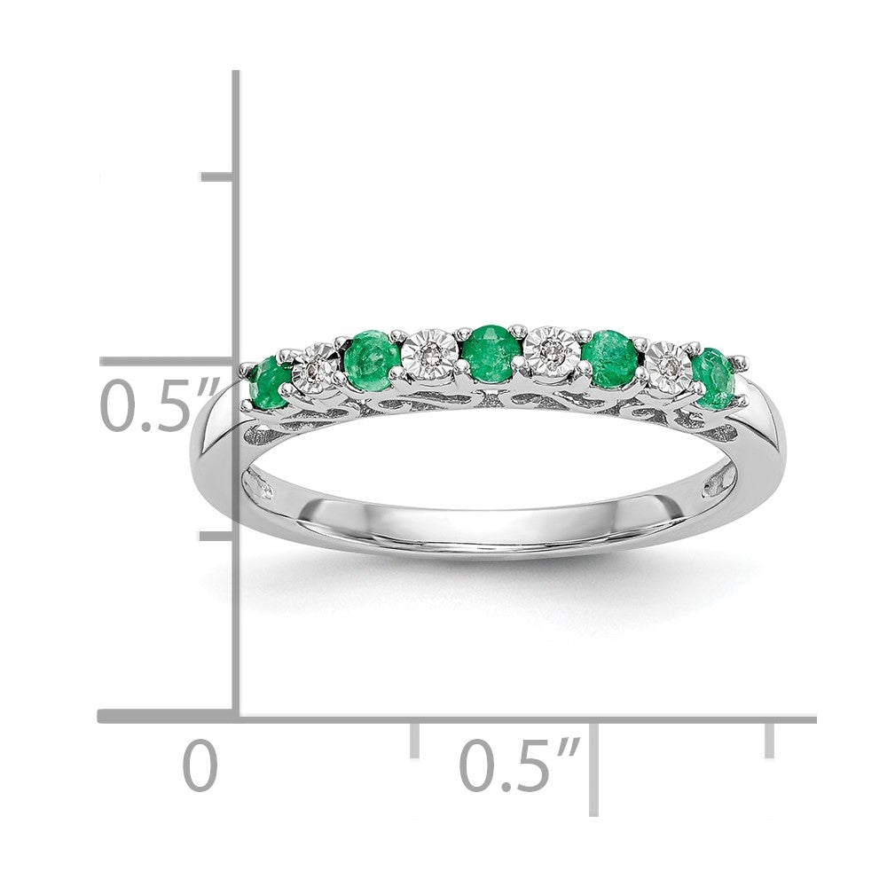 10K Weißgold 10K Diamant mit Smaragd Ring