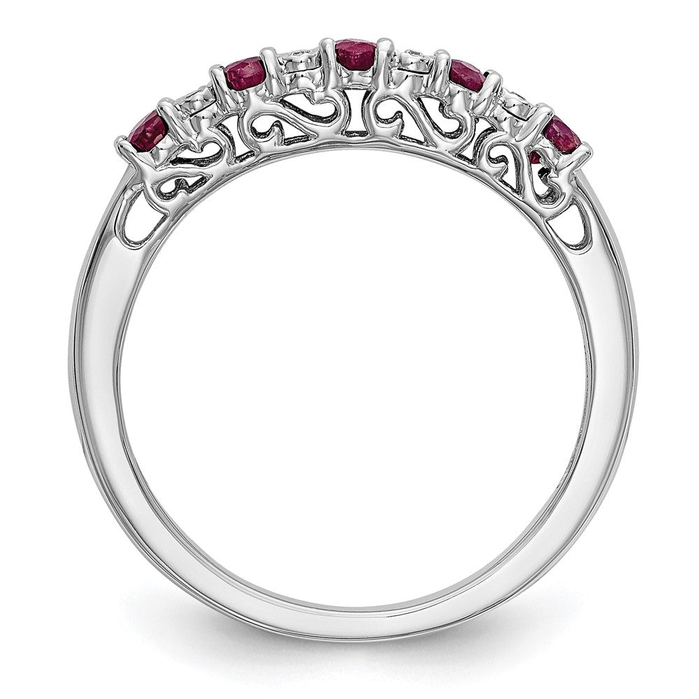10K Weißgold Diamant mit Rubin Ring