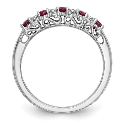 10K Weißgold Diamant mit Rubin Ring