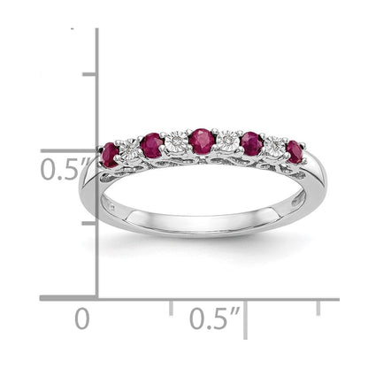 10K Weißgold Diamant mit Rubin Ring