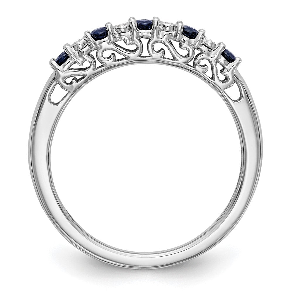 14K Weißgold Ring mit natürlichen blauen Saphiren und Diamanten