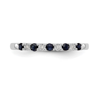 14K Weißgold Ring mit natürlichen blauen Saphiren und Diamanten