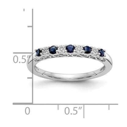 14K Weißgold Ring mit natürlichen blauen Saphiren und Diamanten
