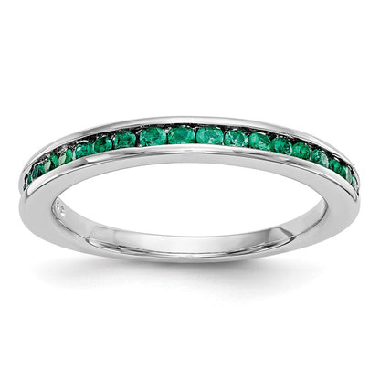 585 Weißgold Ring mit Smaragden
