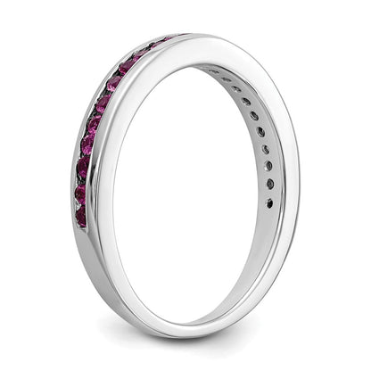 Massivring aus 14K Weißgold mit simuliertem Rubin