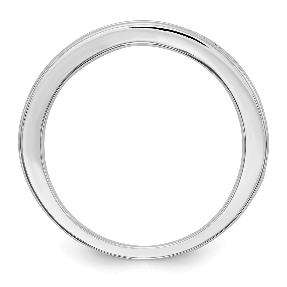 Massivring aus 14K Weißgold mit simuliertem Saphir