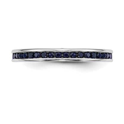 Massivring aus 14K Weißgold mit simuliertem Saphir