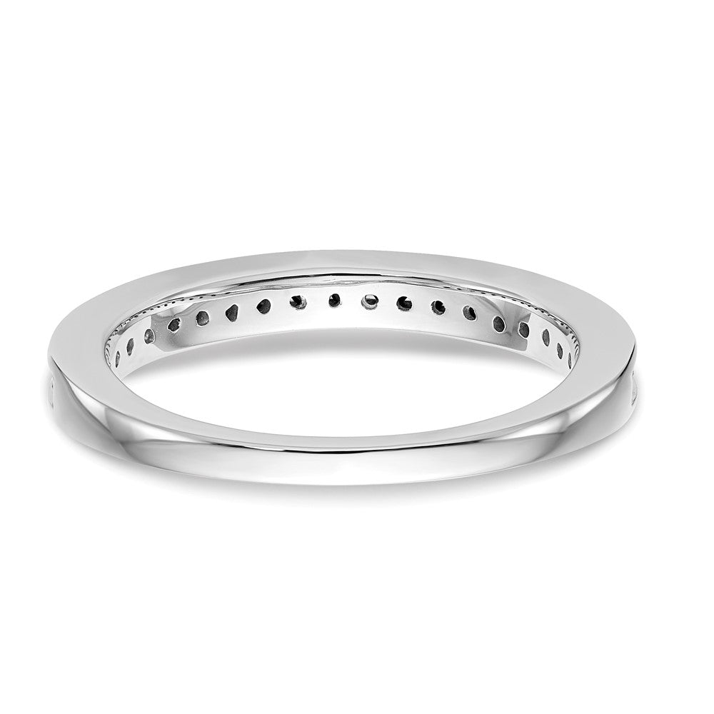 Massivring aus 14K Weißgold mit simuliertem Saphir