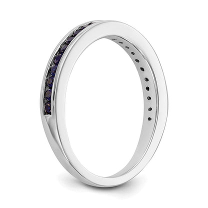 Massivring aus 14K Weißgold mit simuliertem Saphir