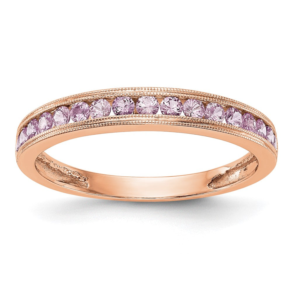 14K Roségold Ring mit rosa Saphir