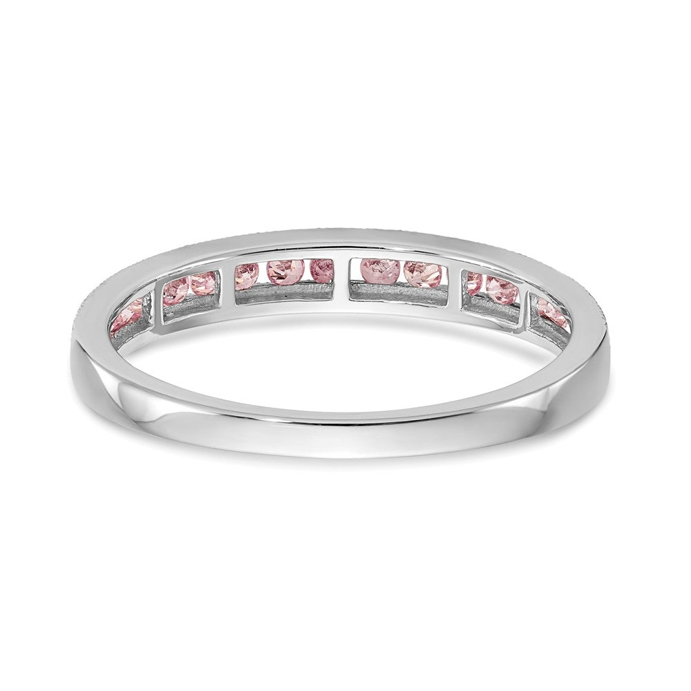 14K Weißgold Rosa Saphir Komplett Kanalfassung Ring