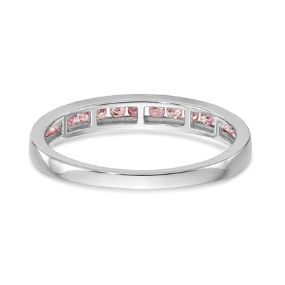 14K Weißgold Rosa Saphir Komplett Kanalfassung Ring
