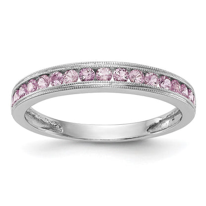 14K Weißgold Rosa Saphir Komplett Kanalfassung Ring