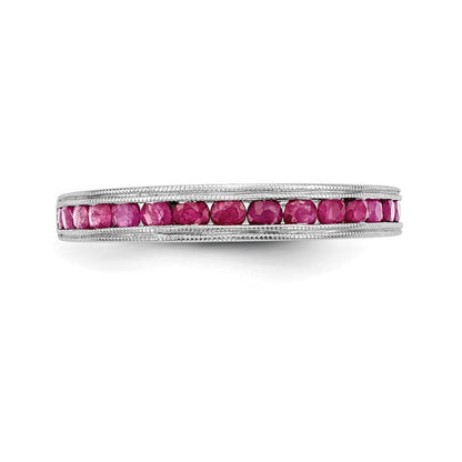 Ring aus massivem 14K Weißgold mit simuliertem Rubin