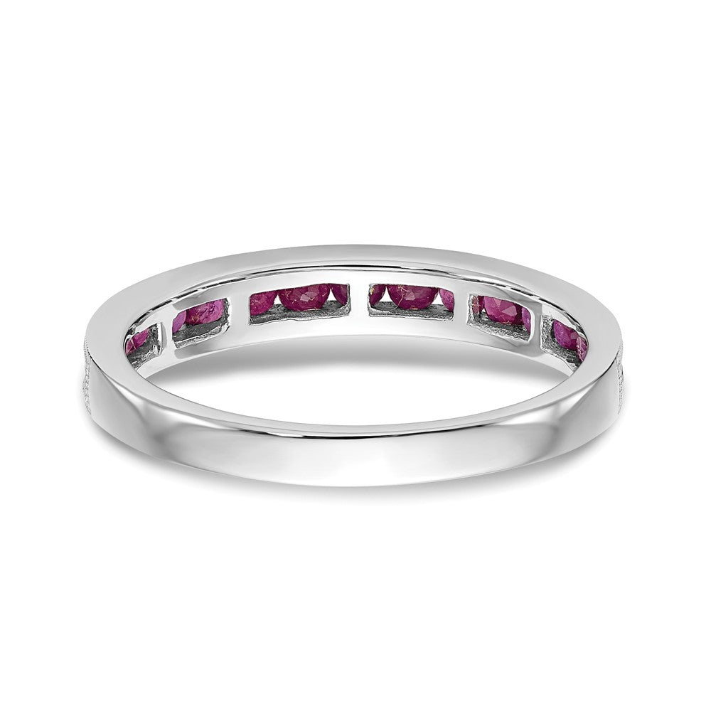 Ring aus massivem 14K Weißgold mit simuliertem Rubin