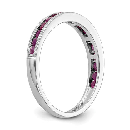 Ring aus massivem 14K Weißgold mit simuliertem Rubin
