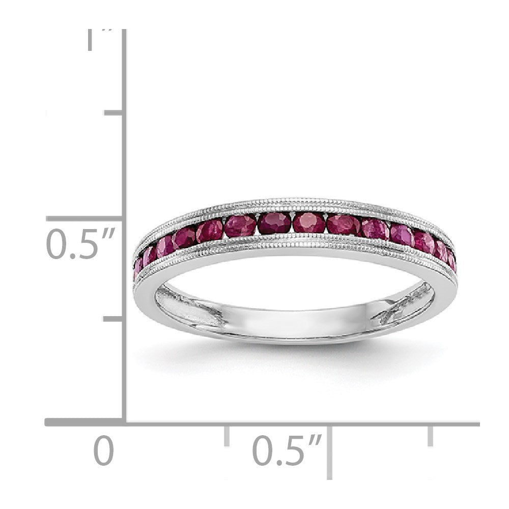 Ring aus massivem 14K Weißgold mit simuliertem Rubin