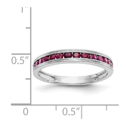 Ring aus massivem 14K Weißgold mit simuliertem Rubin