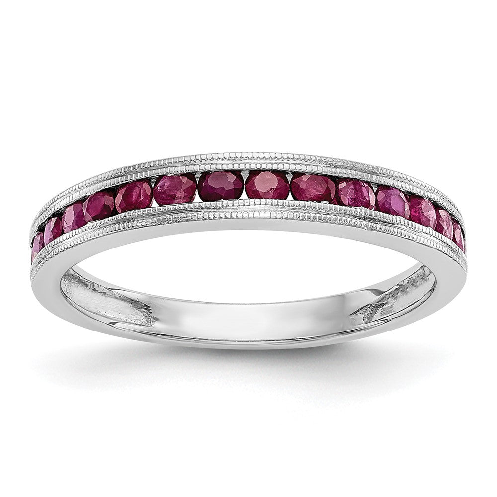 Ring aus massivem 14K Weißgold mit simuliertem Rubin