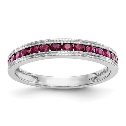 Ring aus massivem 14K Weißgold mit simuliertem Rubin