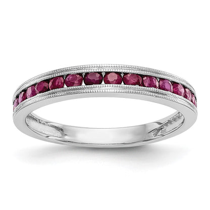14K Weißgold Rubin Komplett Kanalfassung Ring