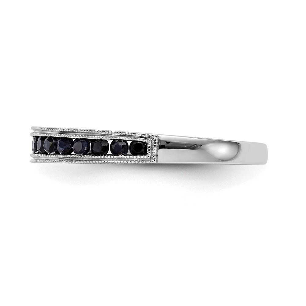 Solid-Ring aus 14K Weißgold mit blauem simuliertem Saphir