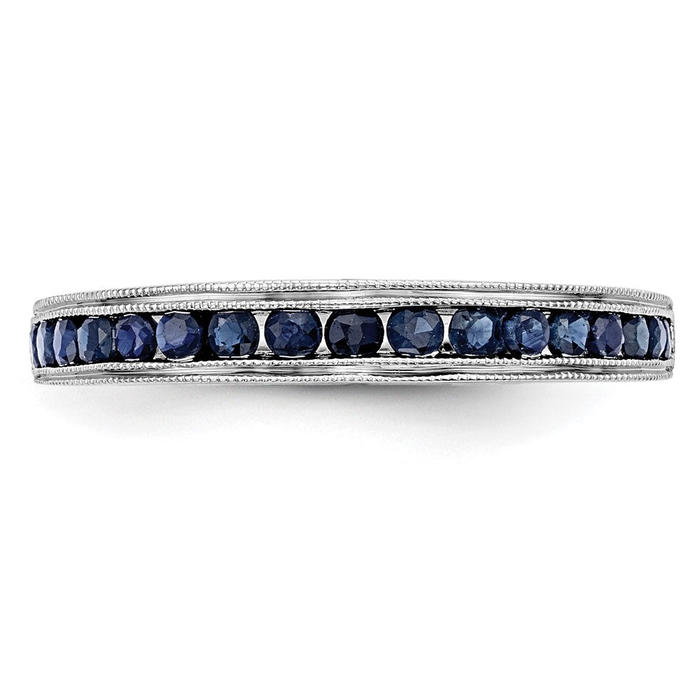 Solid-Ring aus 14K Weißgold mit blauem simuliertem Saphir