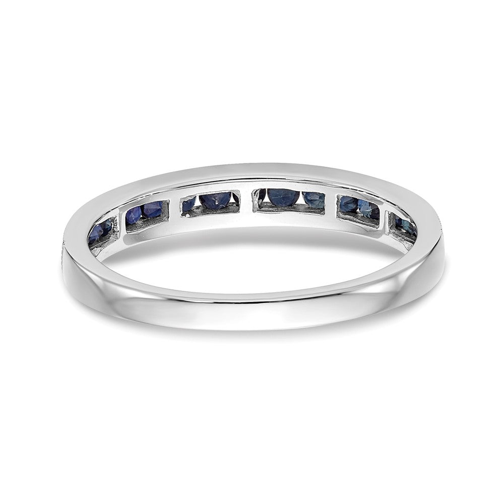 Solid-Ring aus 14K Weißgold mit blauem simuliertem Saphir