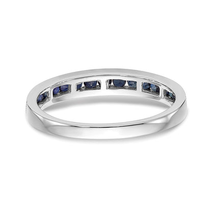Solid-Ring aus 14K Weißgold mit blauem simuliertem Saphir