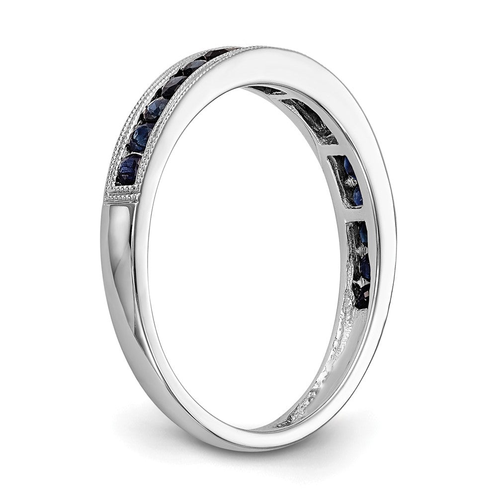 Solid-Ring aus 14K Weißgold mit blauem simuliertem Saphir