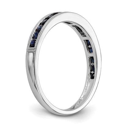 Solid-Ring aus 14K Weißgold mit blauem simuliertem Saphir