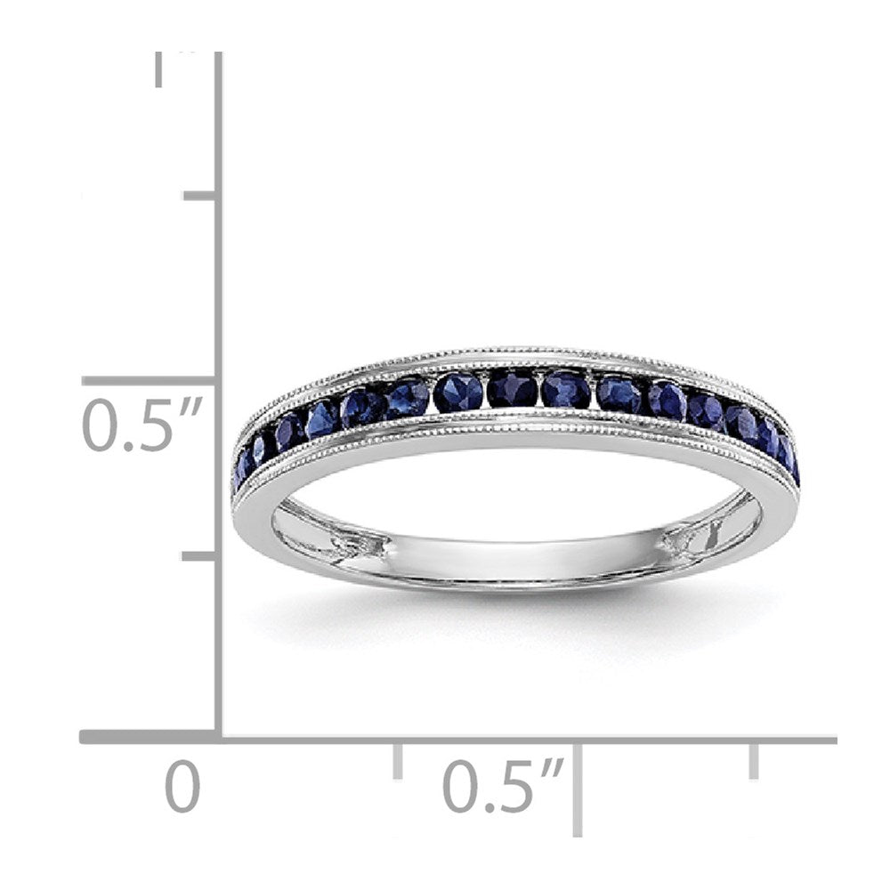 Solid-Ring aus 14K Weißgold mit blauem simuliertem Saphir