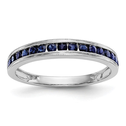 14K Weißgold Blau Saphir Komplett Kanalfassung Ring