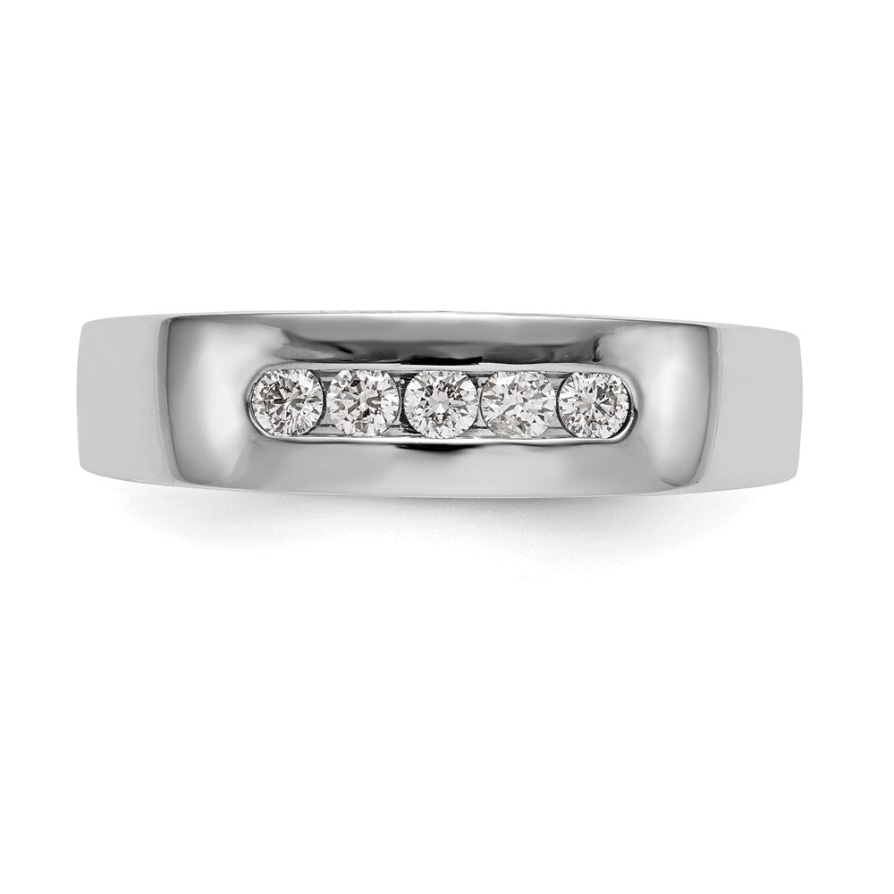 14K Weißgold Herrenring mit im Labor gezüchteten Diamanten, VS/SI+ G+, 5 Steine, Kanalfassung