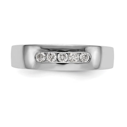 14K Weißgold Herrenring mit im Labor gezüchteten Diamanten, VS/SI+ G+, 5 Steine, Kanalfassung