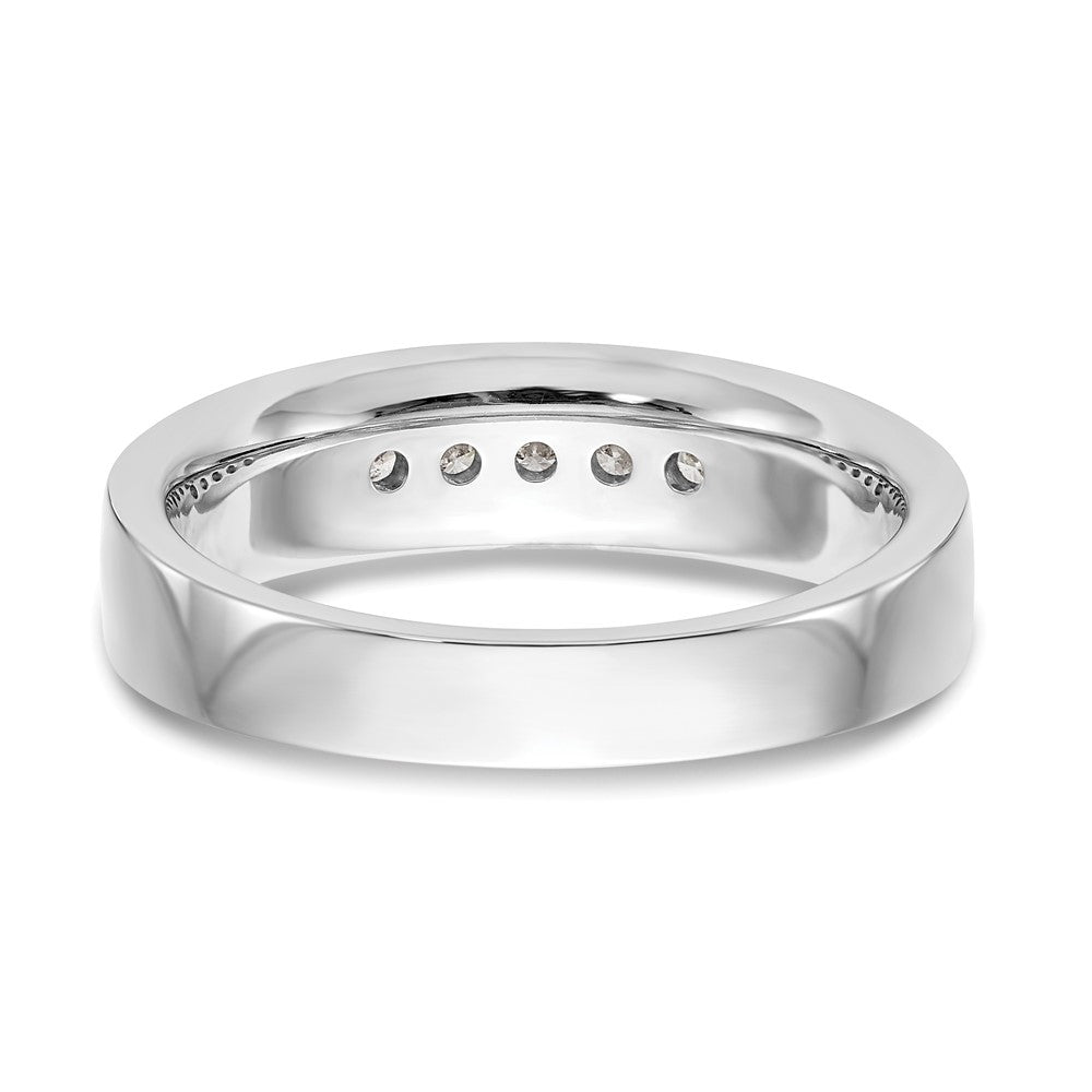 14K Weißgold Herrenring mit im Labor gezüchteten Diamanten, VS/SI+ G+, 5 Steine, Kanalfassung