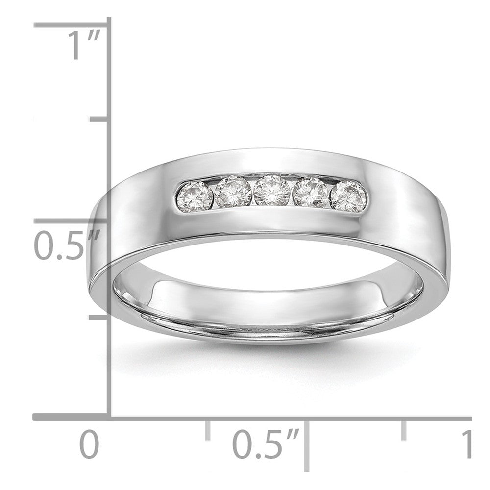 14K Weißgold Herrenring mit im Labor gezüchteten Diamanten, VS/SI+ G+, 5 Steine, Kanalfassung