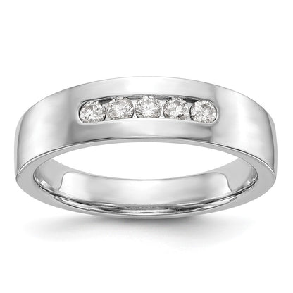 14K Weißgold Herrenring mit im Labor gezüchteten Diamanten, VS/SI+ G+, 5 Steine, Kanalfassung
