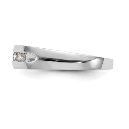 14K Weißgold Herren-Ring mit Kanalfassung und 5 echten Diamanten