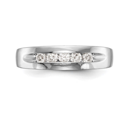 14K Weißgold Herren-Ring mit Kanalfassung und 5 echten Diamanten